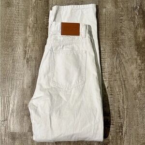 Princess Polly Holly Asymmetric Straight Leg Jeans White Size 2 (fits size 4)